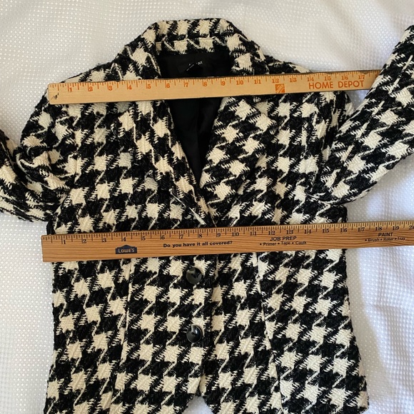 Alfani Petite Classic Houndstooth Tweed Wool Blend Blazer Women’s size 4P - Picture 4 of 14